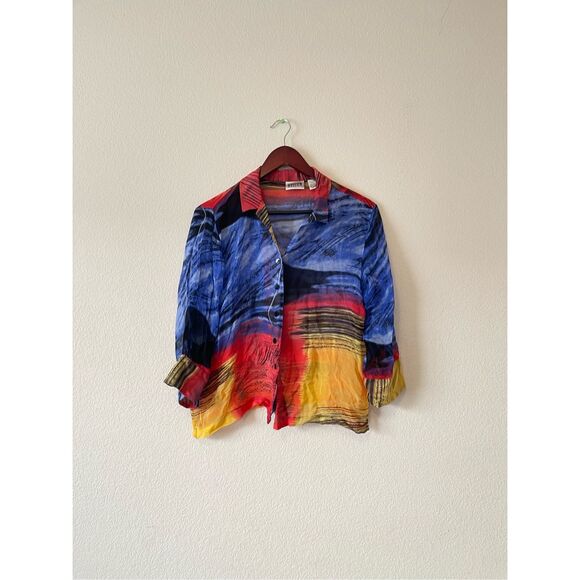 Chicos vintage 100% silk abstract loose fit blouse size medium - Picture 1 of 6